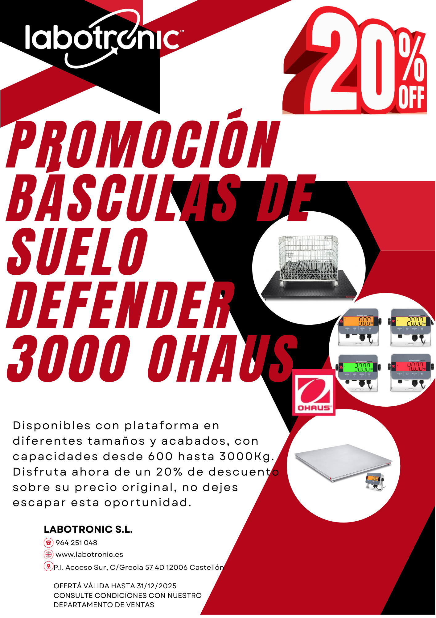 PROMOCIÓN BÁSCULAS SUELO OHAUS DEFENDER 3000